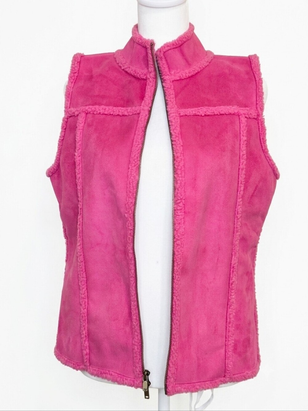 Liz Claiborne Hot Pink Faux Shearling Vest
